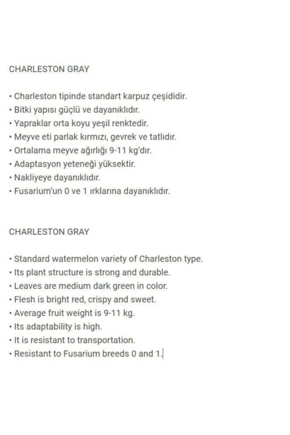 AGRODAL TARIM Nadir Bulunan Yerli Doğal Charleston Gray Karpuz 20 Adet Tohum - Resim 2