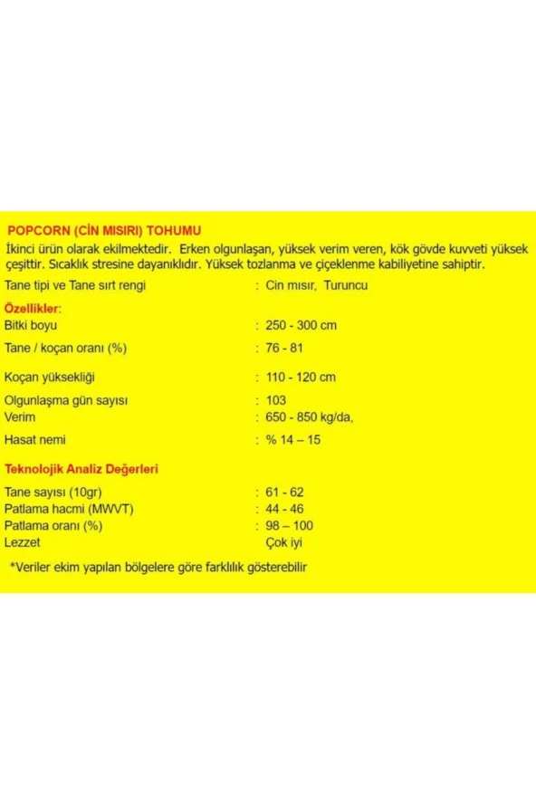 AGRODAL TARIM Doğal Yerli Patlak Mısır Popcorn Cin Mısır Tohumu 50 Adet Tohum - Resim 3