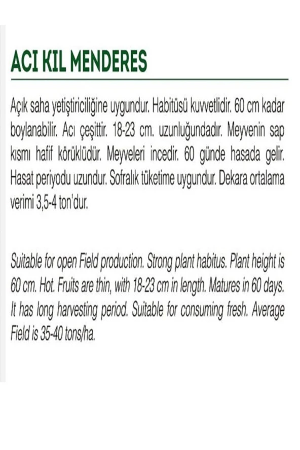 AGRODAL TARIM Ata Tohumu Yerli Doğal Sivri Biber Acı Kıl 1000 Adet Tohum - Resim 2