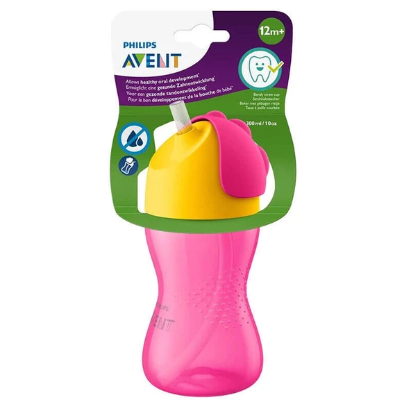 Philips Avent Desenli Pipetli Bardak 12+ Ay 300 ml - Kız - SCF798-02 -