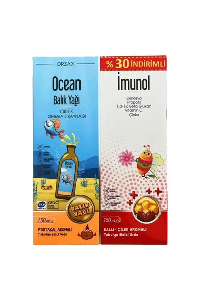 Ocean Orange Portakal Aromalı Balık Yağı Şurup 150ml + Ocean Imunol Şurup 150ml ürün görseli