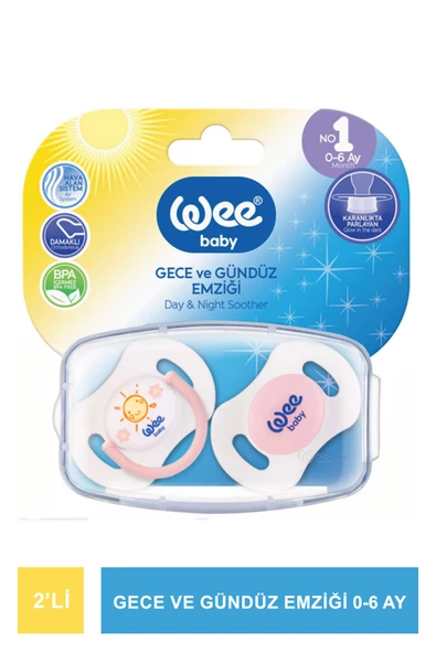 Wee  Baby Gece ve Gündüz Emziği 2'li 0-6 Ay - 152 -Pembe