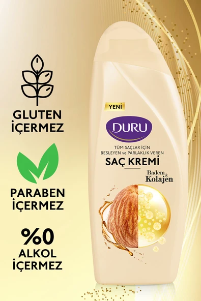 Duru Badem & Kolajen Tüm Saçlar İçin Saç Kremi 3x500 ml - 2