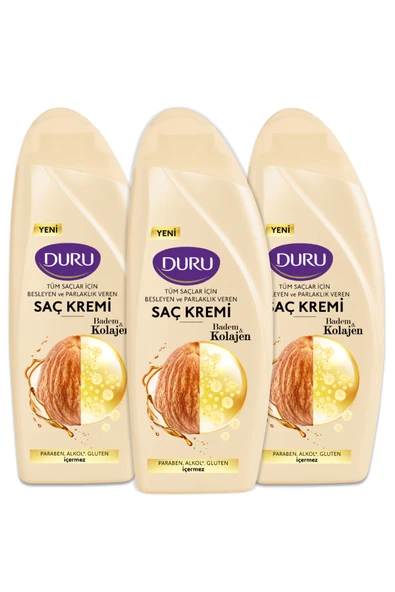 Duru Badem & Kolajen Tüm Saçlar İçin Saç Kremi 3x500 ml