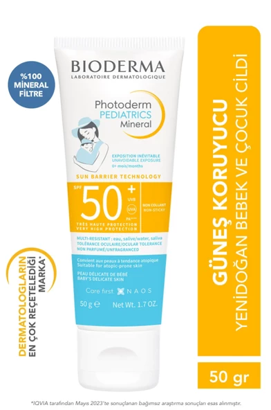 Bioderma Photoderm Pediatrics Yenidoğan Bebek, Çocuk SPF50+ Yüksek Koruma Mineral Güneş Kremi 50 gr