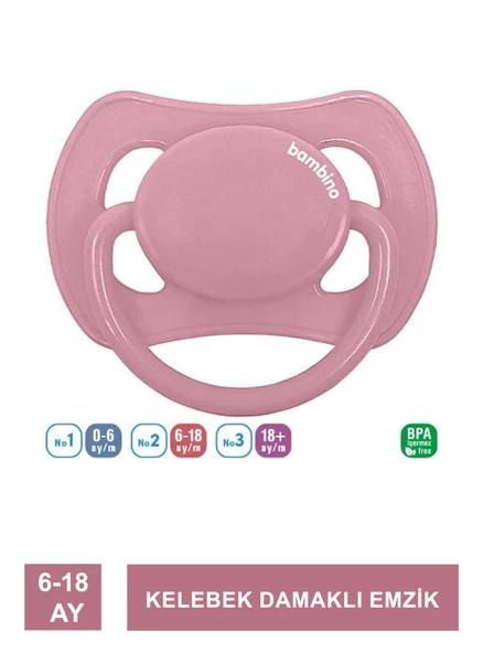 Bambino Kelebek Damaklı Emzik 6-18 Ay - P2473 -Pembe