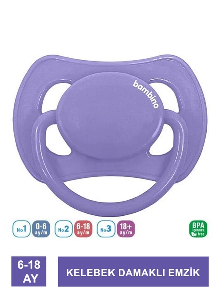 Bambino Kelebek Damaklı Emzik 6-18 Ay - P2473 -Mor