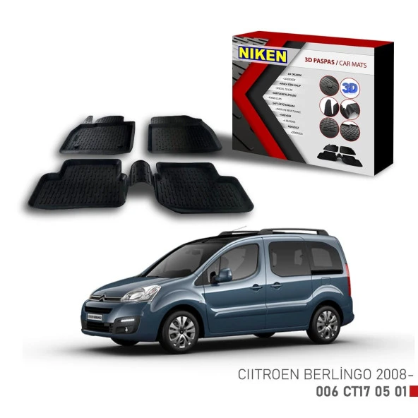 Citroen Berlingo -2008 için Uyumlu 3D Paspas