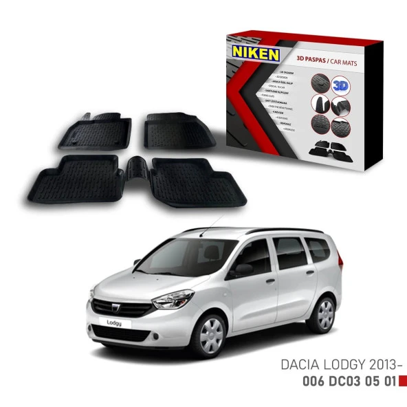 Dacia Lodgy -2013 için Uyumlu 3D Paspas