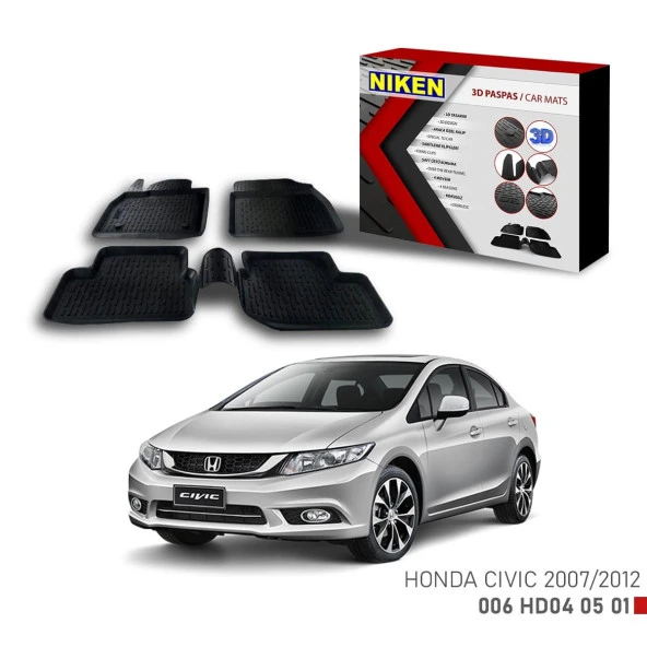 Honda Civic 2007-2012 için Uyumlu 3D Paspas