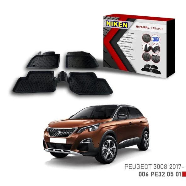 Peugeot 3008 -2017 için Uyumlu 3D Paspas