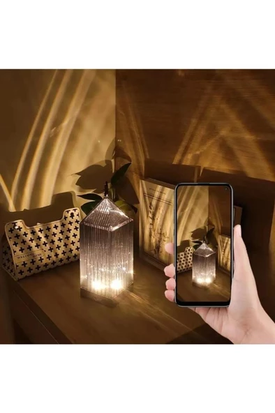LW-19 Kristal Elmas 16 Renkli Masa Lambası Kumandalı Romantik Akrilik Led Gece Lambası - 3