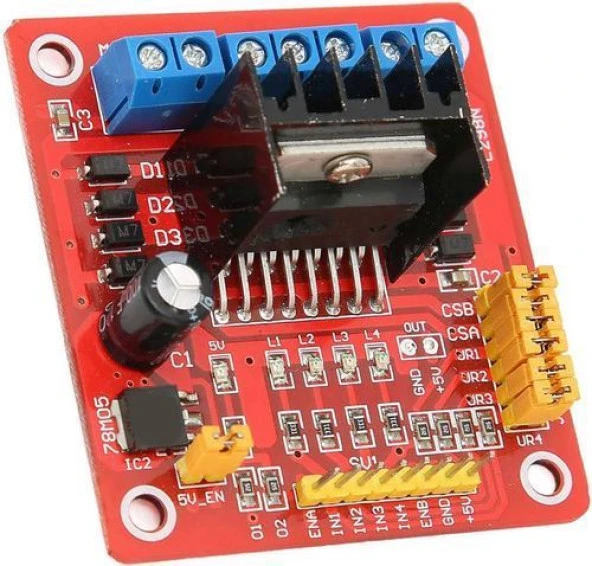 L298N Çift H Köprülü DC Step Motor Sürücü Kartı - Resim 2