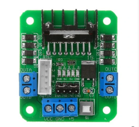 L298N Yeşil Çift H Bridge DC/Step Motor Sürücü Kartı - Resim 2