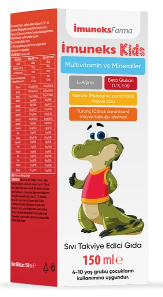 İmuneks Kids Multivitamin ve Mineraller Takviye Edici Gıda 150 ml