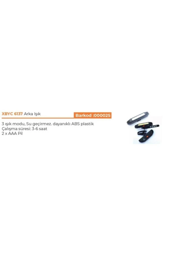 ARKA LAMBA İKİLİ ÇAKAR XBYC 6137 MODELİ 2 ADET AAA PİLLE ÇALIŞIR - 2