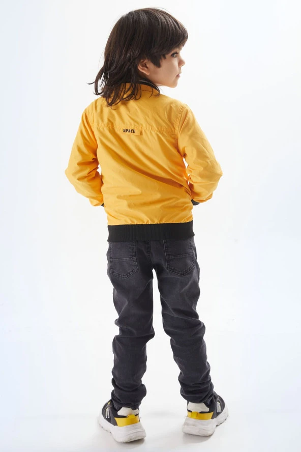 Gri Palmiye Baskılı Tişörtlü Erkek Çocuk Ceketli 3lü Takım 17585 - 5