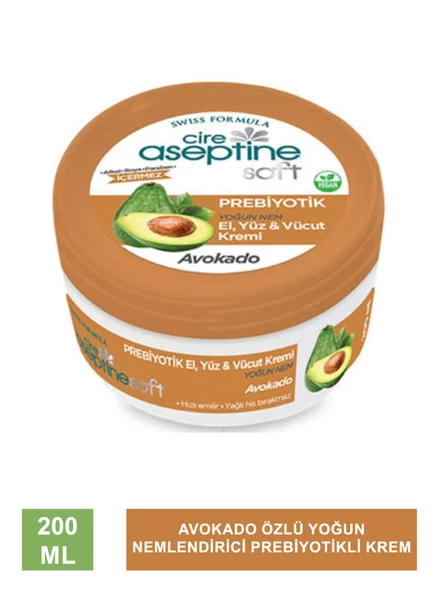 Cire Aseptine Soft Avokado Özlü Yoğun Nemlendirici Prebiyotikli Krem 200 ml