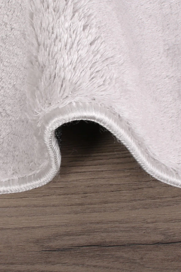 Relax Gri 60x100 + 50x60 cm 2li Köşeli Ponpon Saçaklı Banyo Halısı Paspası Seti Kaymaz Yıkanabilir - 3