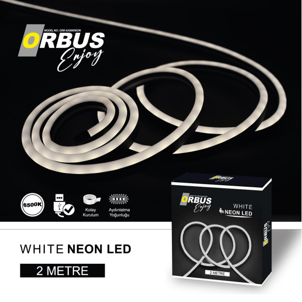 ORBUS Neon Şerit Led 6500K BEYAZ 2 Metre USB'li - 2