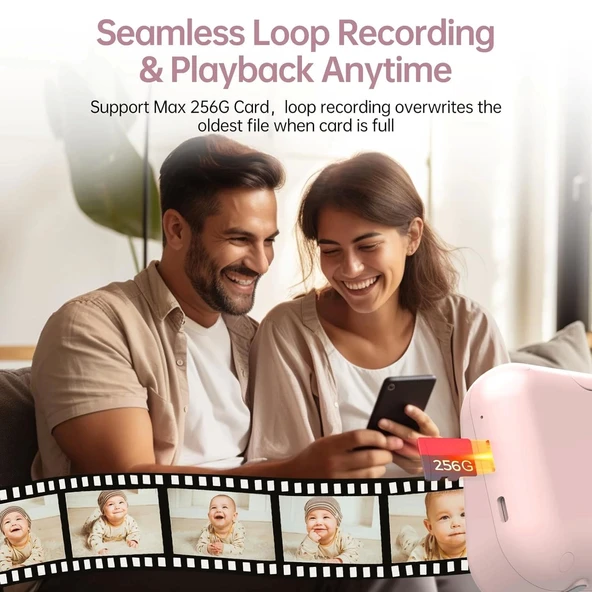 Babytone Kameralı ve Sesli, Döngü Kayıt ve Video Bebek Monitörü - 4