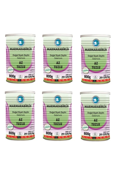 Marmarabirlik Az Tuzlu Siyah Zeytin 800 Gr S 291-320/kg x 6 Adet