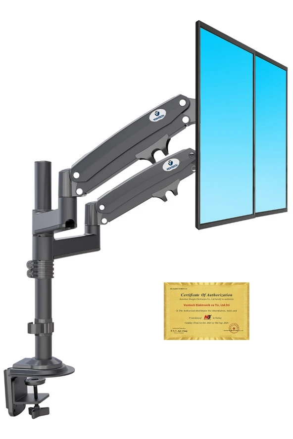 North Bayou Nb H180 Mnt05 22-32" Lcd Led Çift Monitör Tutucu Amortisörlü Monitör Standı - 5