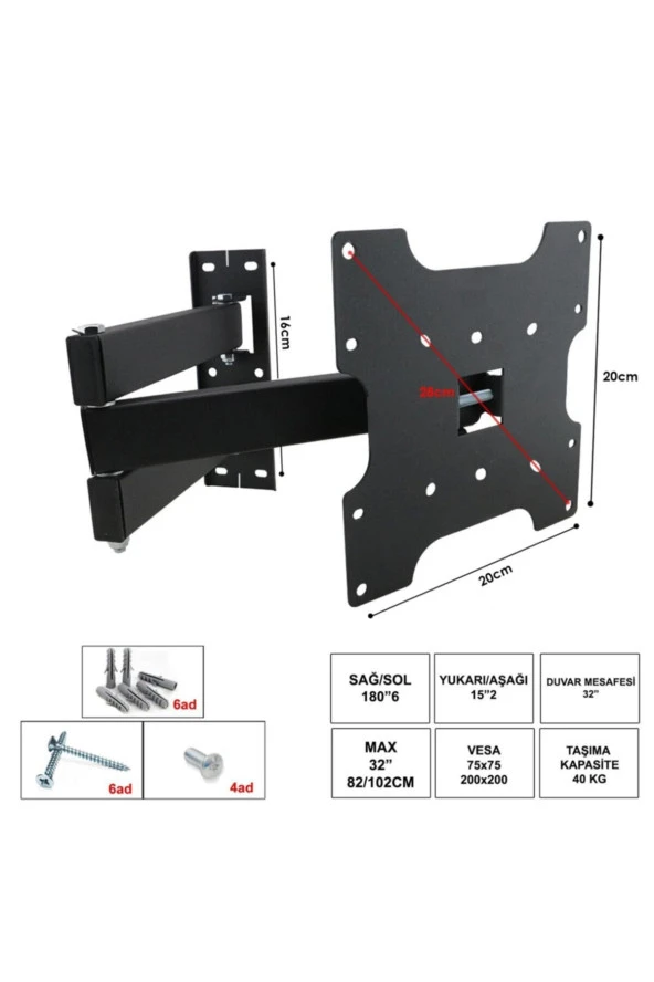 Askı Aparatı Hareketli Üç Kollu 32" 82-102cm- 1.kalite