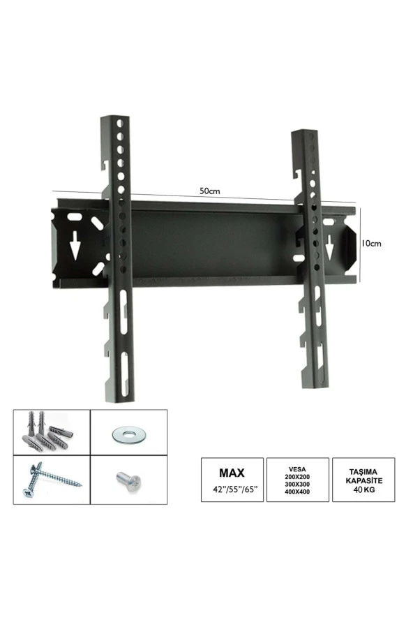 Lcd Askı Aparatı Sabit 42"/55"/65" 106-140-165cm Mg10/65