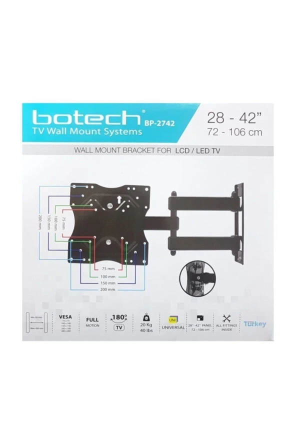 Lcd / Led Tv Askı Aparatı 2842/72-106 Cm Hareketli Bp-2742