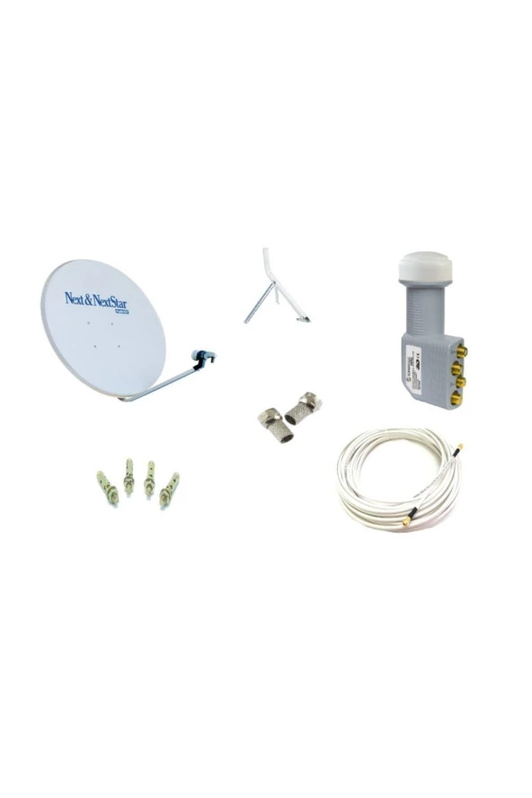 Next Çanak Anten Takımı Full Set 4k Full Hd 85cm Çanak - Dörtlü Lnb, 15 M Kablo, 4 Çelik Dübel ürün görseli