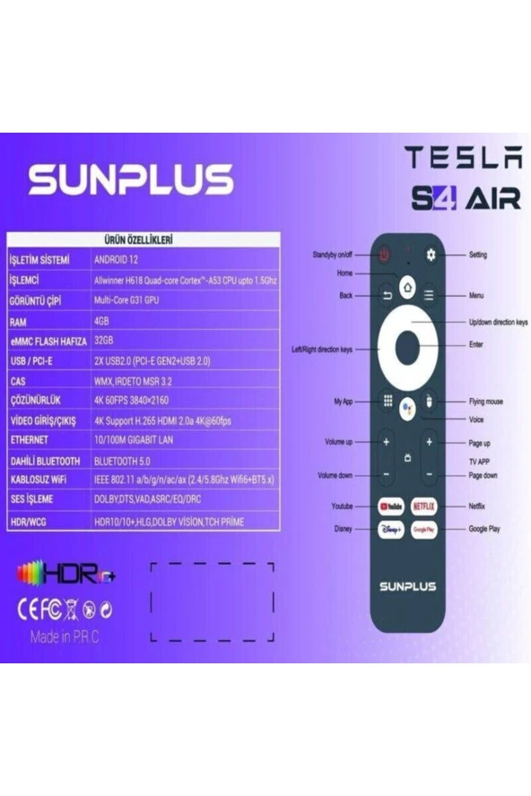 Sunplus Tesla S4 Air 32 GB 4K Android TV Box - 2