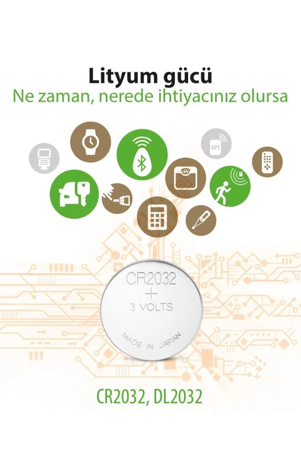 Tekli CR2032 3V Lityum Düğme Pil (GPCR2032-U1) - 5