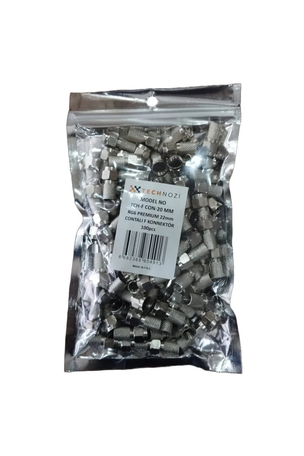 Contalı F Konnektör Rg6 Premium 22mm (100Adet)