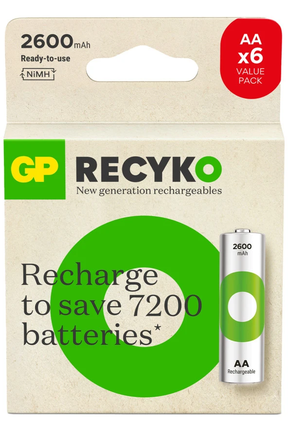 ReCyko 2700 AA Kalem Ni-Mh Şarjlı Pil, 1.2 Volt, 6lı Kart