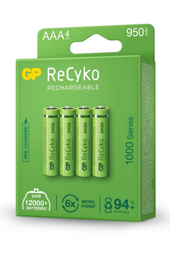 Recyko+ 1000 Aaa Ince Kalem Ni-mh Şarjlı Pil, 1.2 Volt, 4lü Kart - 2