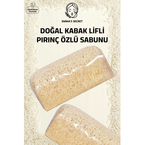 EMMAS SECRET Doğal Kabak Lifli Pirinç Özlü Sabunu - İskandinav formülü 125 gr