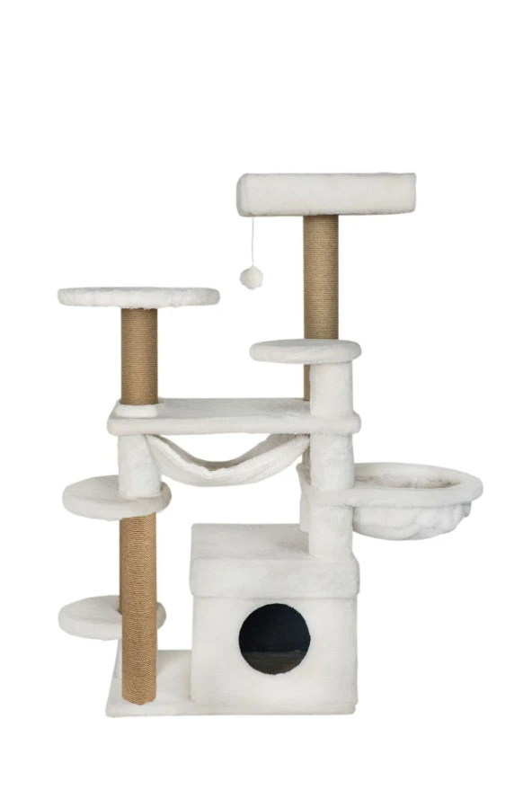 Dubex 65x108x129 cm Kedi Oyun Evi ve Tırmalama Platformu Beyaz