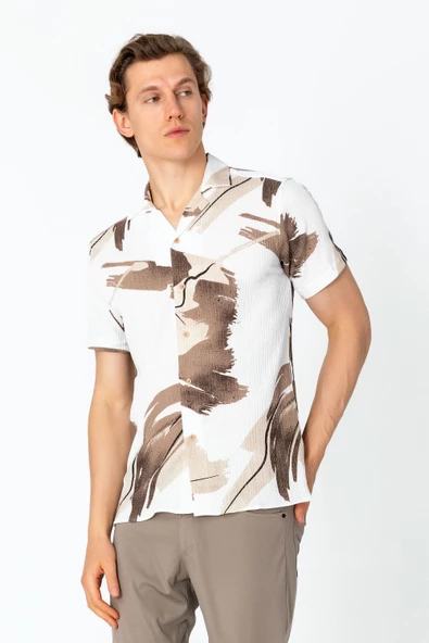 Erkek Regular Fit Desenli Yazlık Rahat Gömlek - 12