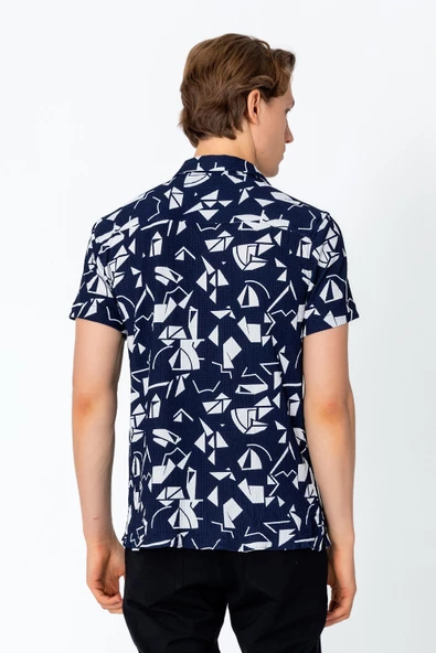 Erkek Regular Fit Desenli Yazlık Rahat Gömlek - 9