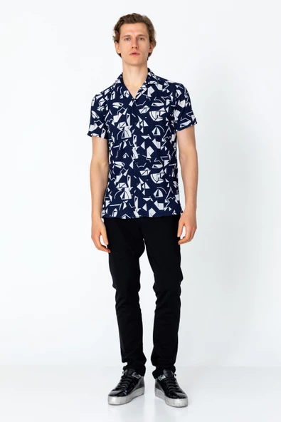 Erkek Regular Fit Desenli Yazlık Rahat Gömlek - 11