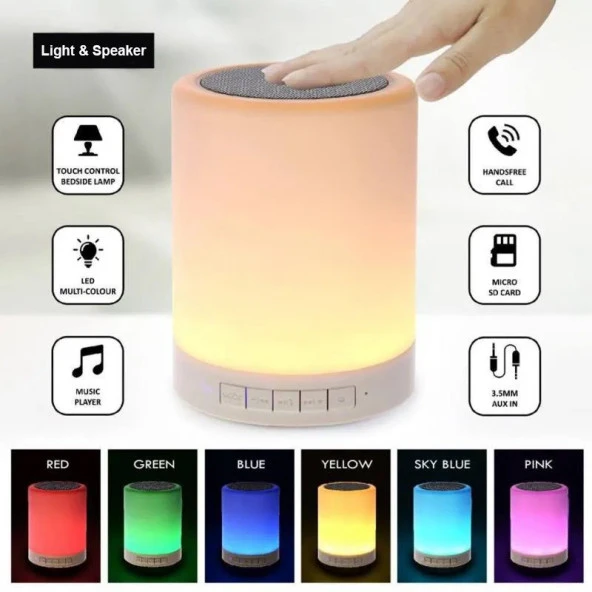 Newface CL-671 Şarjlı Dokunmatik Rgb Led Gece Lambalı Bluetooth Hoparlör - 7
