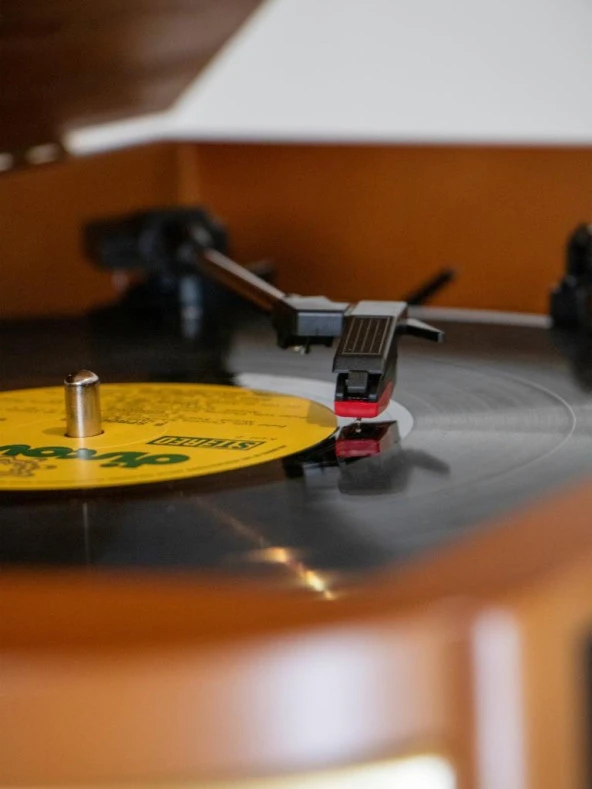 Lenco Classic Phono TCD-2571 Retro Pikap Bluetooth USB DAB+/FM Radyo CD Kaset AHŞAP Plak Çalar - 7