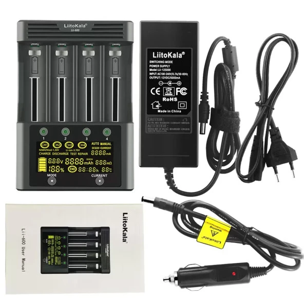 Liitokala LII-600 Pil Şarj Cihazı 1,2V Ni-MH Ni-CD 3,7 V Li-on pil AA AAA 26650 Priz Ve Araç Tipi Kamp İçin Uygun - Resim 2