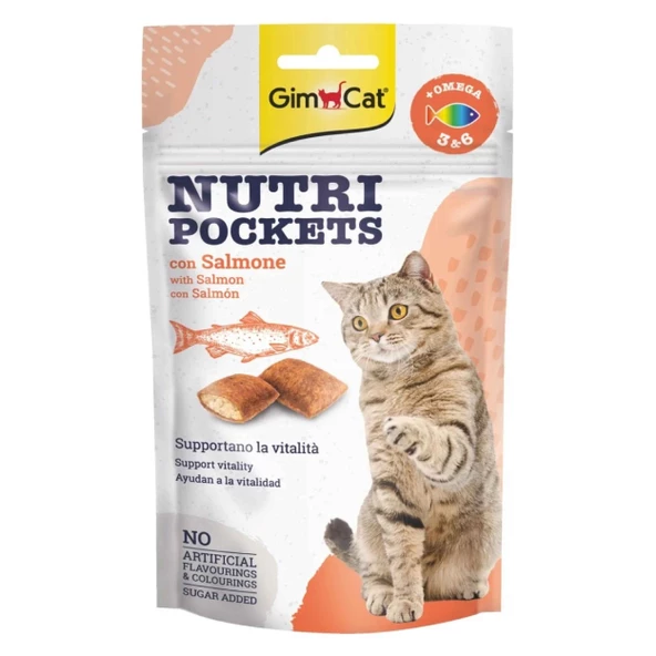 GimCat Nutripockets Kedi Ödülü Somon Omega 3&6 60Gr