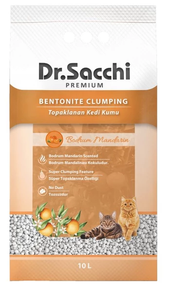 Dr.Sacchi Bodrum Mandalinası Kokulu Bentonit Kedi Kumu 10 Lt