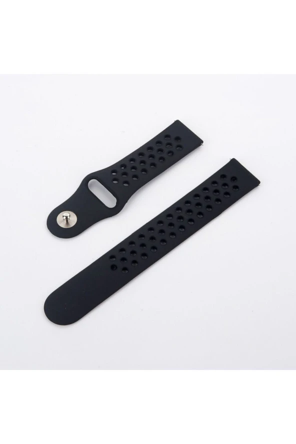 Amazfit Gts A1914 Için Delikli Spor Silikon Kordon Füme Siyah