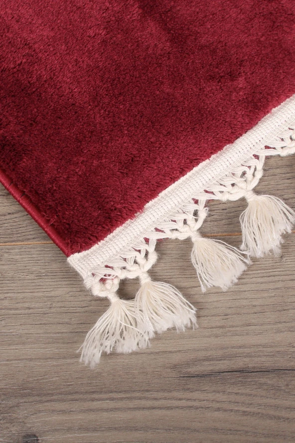 Relax Mürdüm 60x100 + 50x60 cm 2li Köşeli Ponpon Saçaklı Banyo Halısı Paspası Seti Kaymaz Tabanlı - 2