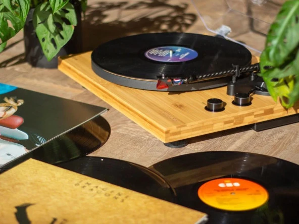 Lenco LBT-335 BA Bluetoothlu Bambu Gövdeli Ortofon 2M Kırmızı Kartuşlu Pikap Plak Çalar - 5