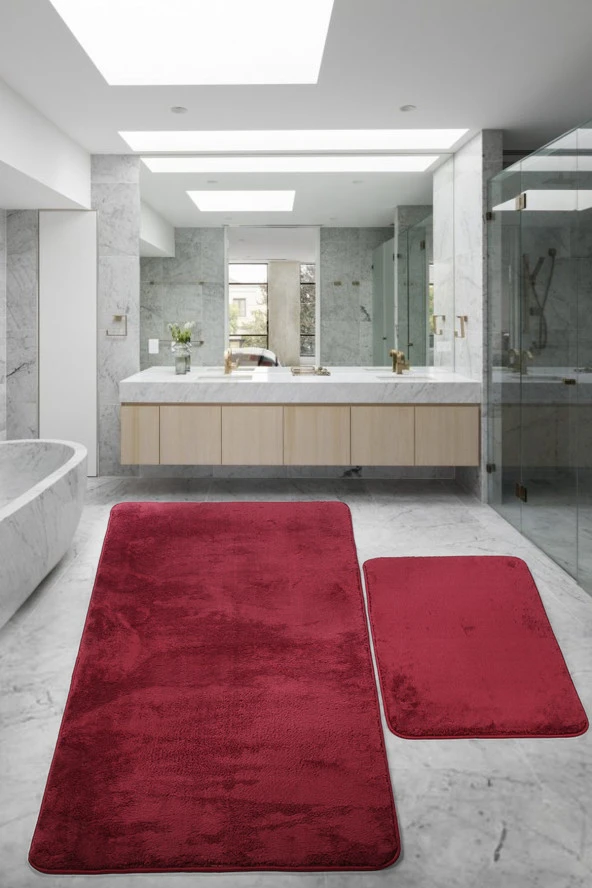 Relax Mürdüm 80x150 + 50x80 cm Büyük Ebat 2li Banyo Halısı Paspası Seti Kaymaz Klozet Takımı